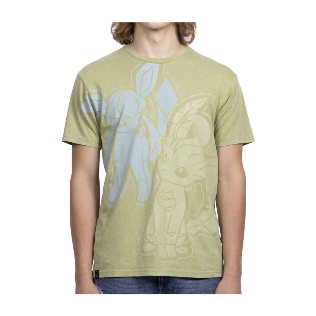 1985bb77-283b-5b80-925f-9a3f9496d29c-1024x1024-1.jpg Leafeon & Glaceon Green Relaxed Fit Crew Neck T-Shirt – Adult - Image 1