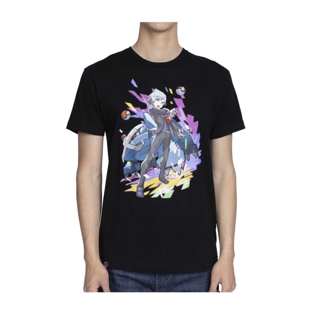 30a006b8-ee1a-58d6-be7c-9f4c41ee84b1-1024x1024-1.jpg Steven Stone Pokémon Trainers Black Relaxed Fit Crew Neck T-Shirt – Adult - Image 1