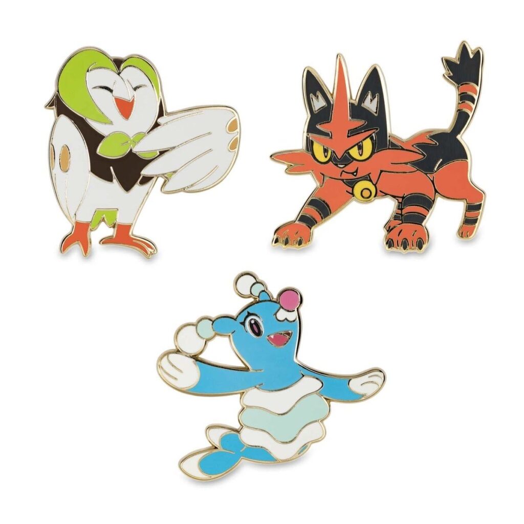 3f2aea06-1448-5eb8-a885-87b515a4626a-1024x1024-1.jpg Dartrix, Torracat & Brionne Pokémon Pins (3-Pack) - Image 1