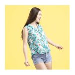 Pokémon Tropical Magikarp Light Blue Sleeveless Tropical Shirt – Women - Image 4