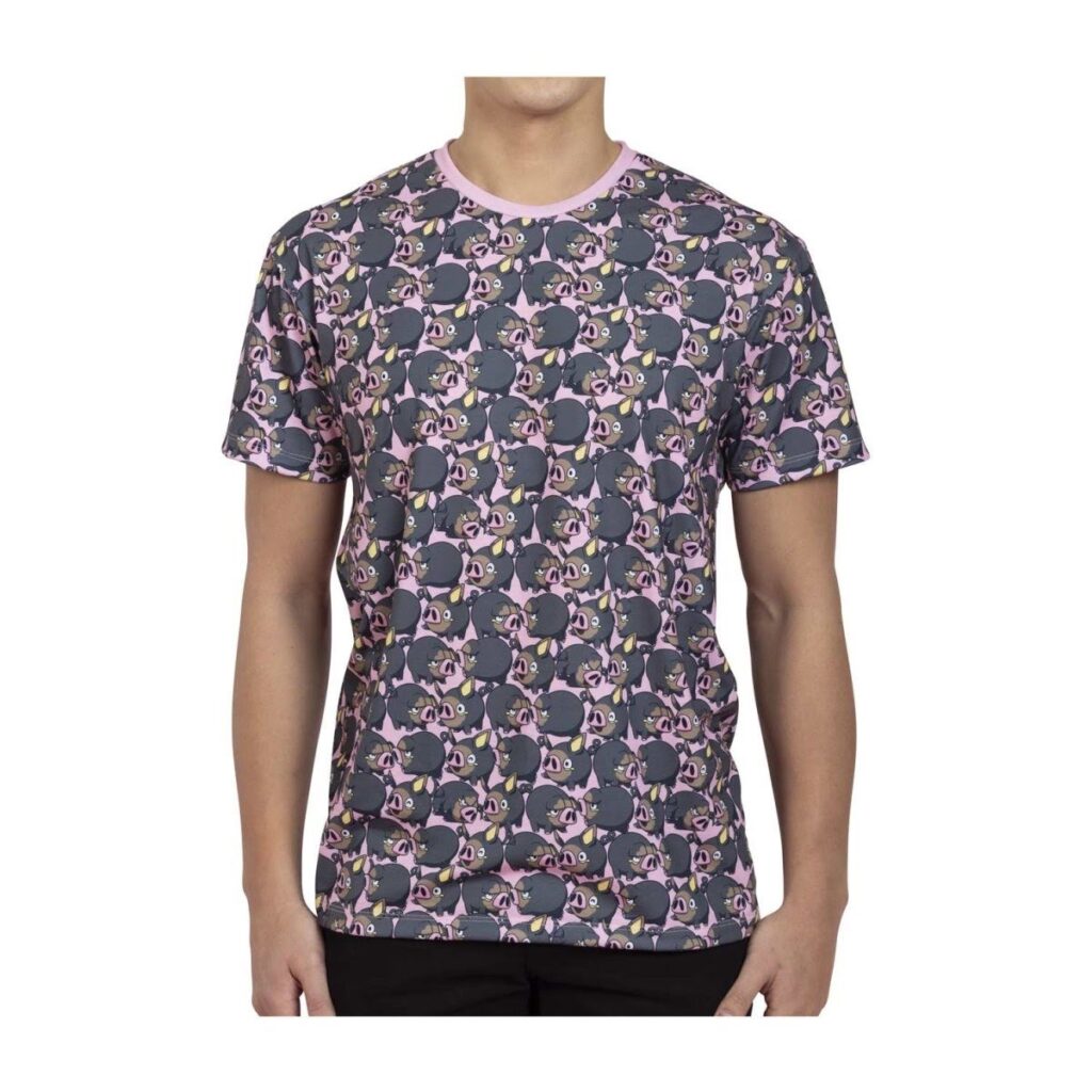 47ca32a1-6b90-55c6-a2fd-aa55fe48547b-1024x1024-1.jpg Lechonk Pink Allover-Print Relaxed Fit Crew Neck T-Shirt – Adult - Image 1