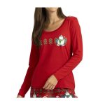 Snorlax Restful in Red Scoop Neck Long-Sleeve T-Shirt – Women