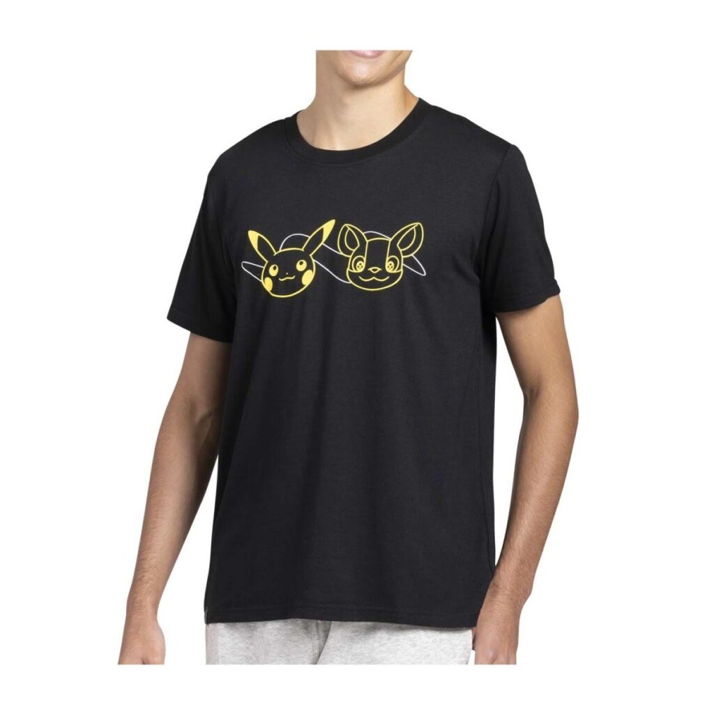 66ac24c3-4202-571f-97ae-4388f9a5aa5f-1024x1024-1.jpg Pikachu & Yamper Electric Pals Black Relaxed Fit Crew Neck T-Shirt – Men - Image 1