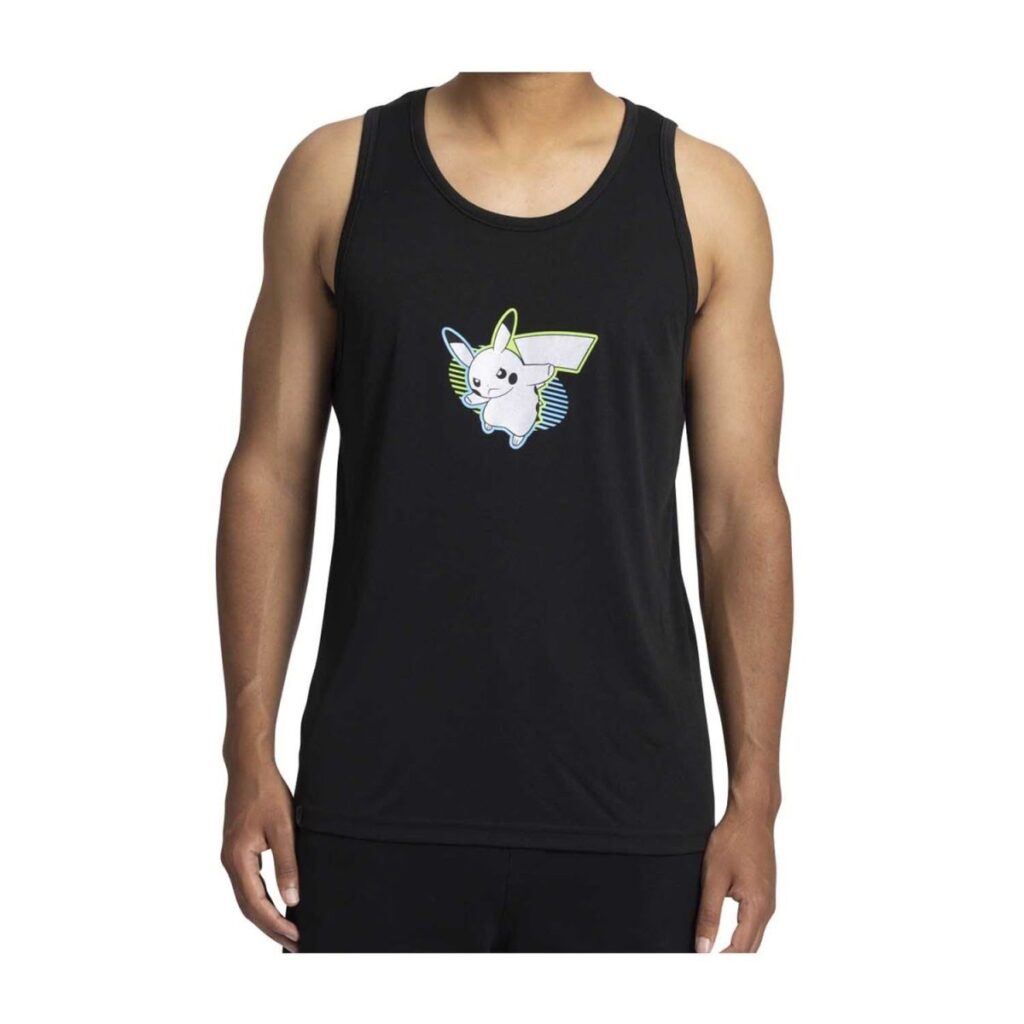 6c3f025f-5181-5e6c-a496-c9c7d83711b9-1024x1024-1.jpg Pikachu Neon Pokémon Active Black, Green & Blue Performance Tank Top – Men - Image 1