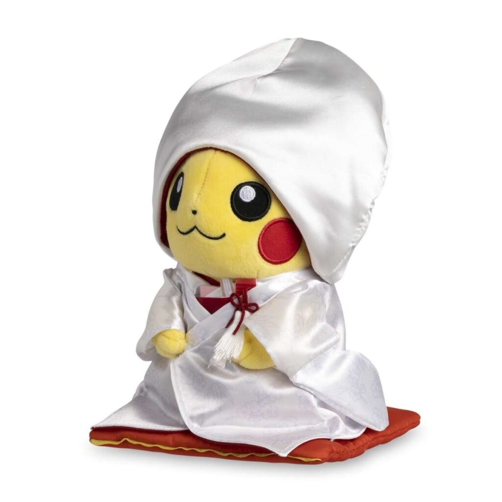 74b9d911-ea56-5917-82f1-dc1b6cff7c77-1024x1024-1.jpg Pikachu Wedding: Wedding Kimono Pikachu (Female) Plush – 9 ¼ In. - Image 1