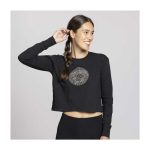 Pikachu, Shiinotic & Friends Pokémon Nature: Fall Black Heavyweight Crop Long-Sleeve Shirt – Women - Image 3