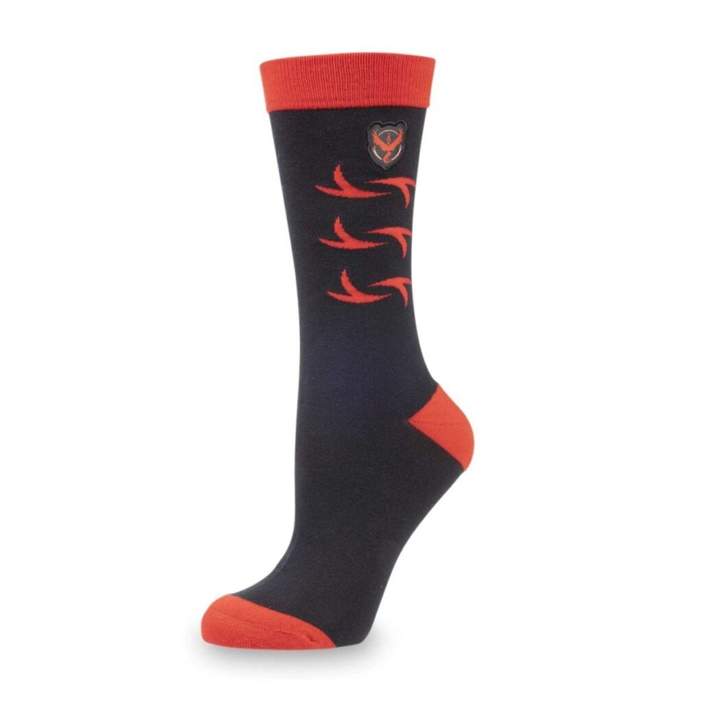 8d4e8f4c-9918-580b-9ade-481aa98eb2eb-1024x1024-1.jpg Pokémon GO Teams: Team Valor Black & Red Crew Socks (One Size-Adult) - Image 1