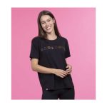 Kanto Gym Badge Black Relaxed Fit Crew Neck T-Shirt – Women - Image 8