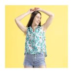 Pokémon Tropical Magikarp Light Blue Sleeveless Tropical Shirt – Women - Image 3