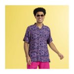 Pokémon Tropical Slowpoke, Shellder & Ditto Spirals Dark Blue Tropical Shirt – Men - Image 5