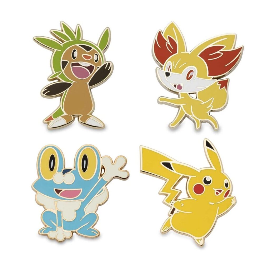 da449497-5258-5a67-a910-6eb2d15d1a32-1024x1024-1.jpg Pikachu, Chespin, Fennekin & Froakie Pokémon Pins (4-Pack) - Image 1