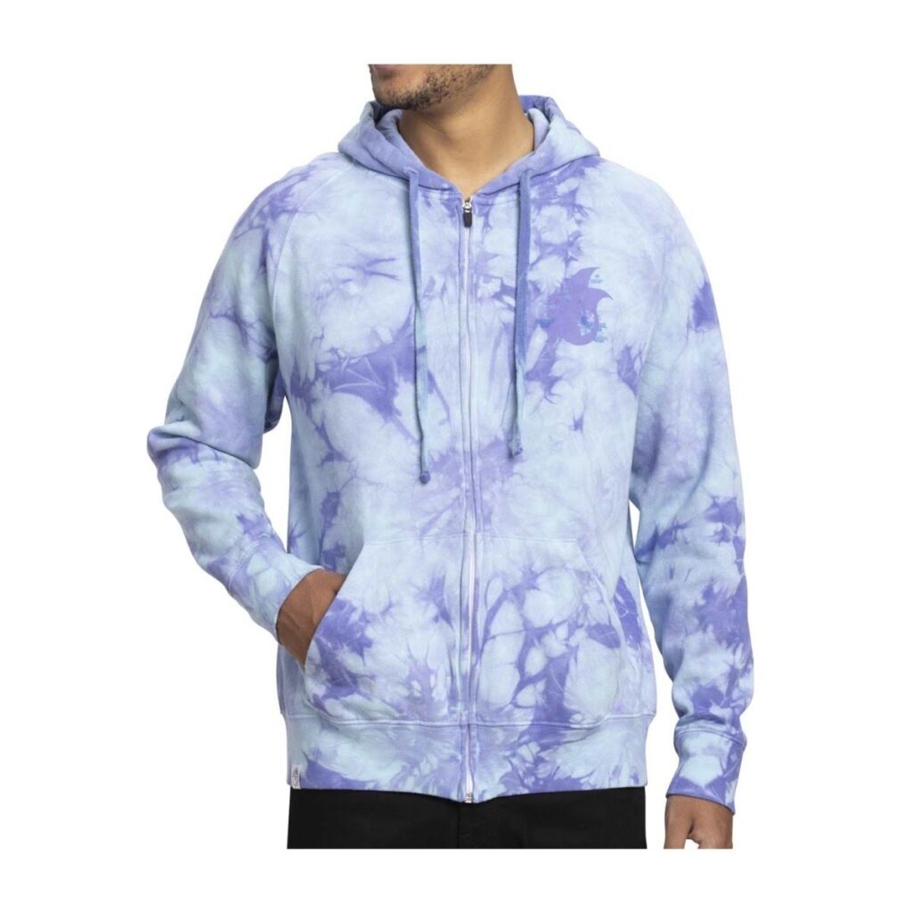 e06bd9a2-b16a-5f75-9f3b-477a434783fb-1024x1024-1.jpg Charmander, Charmeleon & Charizard Pokémon Take Flight Blue Tie-Dye Zip-Up Hoodie – Adult - Image 1