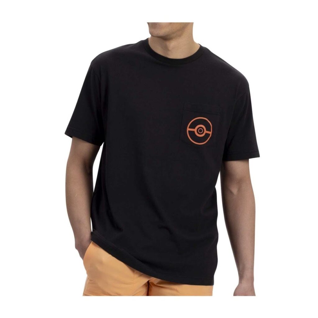 e2a35e27-852f-53e9-9a5f-8eee4d427365-1024x1024-1.jpg Pikachu & Corphish Pokémon Summer Days Black Relaxed Fit Crew Neck Pocket T-Shirt – Adult - Image 1