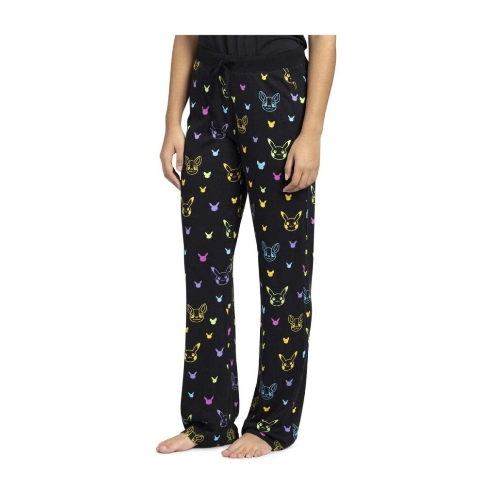 ecf5e643-05c5-5b20-9cf7-ed0f1fb3ed72-1024x1024-1.jpg Pikachu & Yamper Electric Pals Black Sleep Pants – Women - Image 1