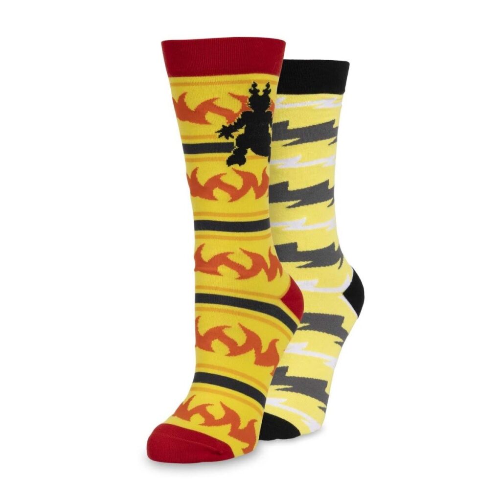 f2bf2935-33e0-5cb3-a282-132c064286b7-1024x1024-1.jpg Electabuzz & Magmar Mismatch Crew Socks (One Size-Adult) - Image 1