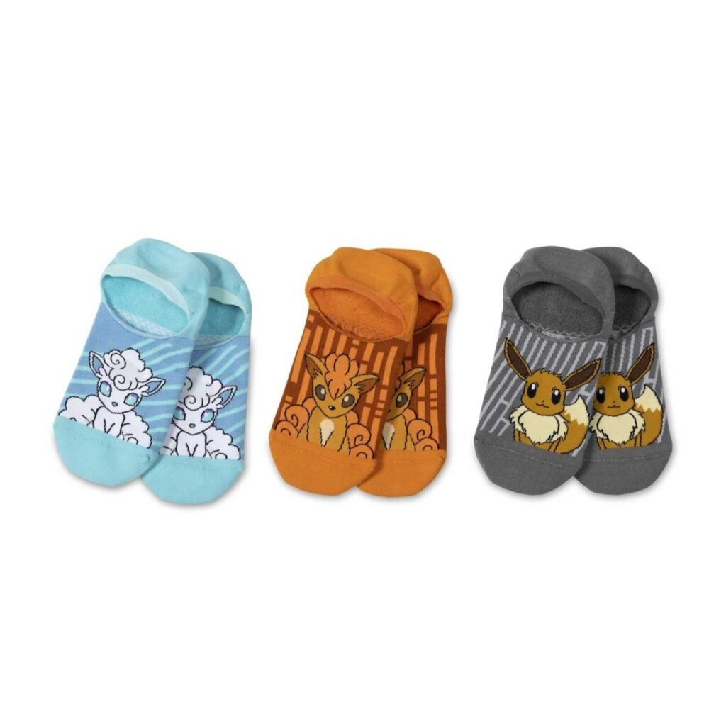 f3955096-3c96-5369-8615-476c4ee8ad46-1024x1024-1.jpg Vulpix, Alolan Vulpix & Eevee No-Show Socks (3 Pairs) (One Size-Adult) - Image 1