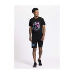 Pikachu Neon Pokémon Active Black & Blue Midweight Fleece Shorts – Men - Image 4